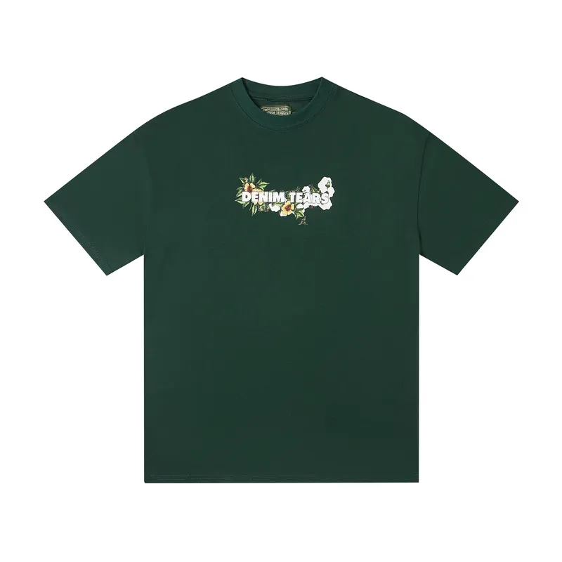 D310 #DENIM TEARS Kapok classic pure cotton loose unisex white short-sleeved T-shirt 38 p100 black, white, green, pink, blue
